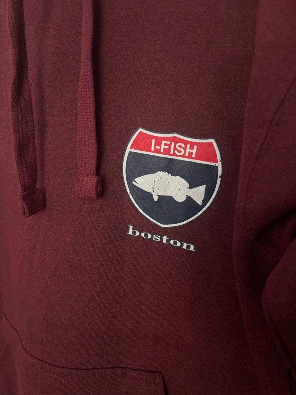 NEW Milltex 717 Premium Midweight Boston I-Fish Hoodie Adult Medium Maroon - Picture 5 of 6